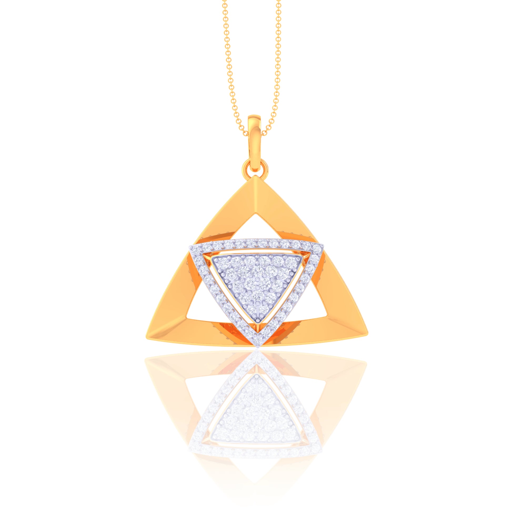 925 Silver Triangle Pendant & Chain for Women