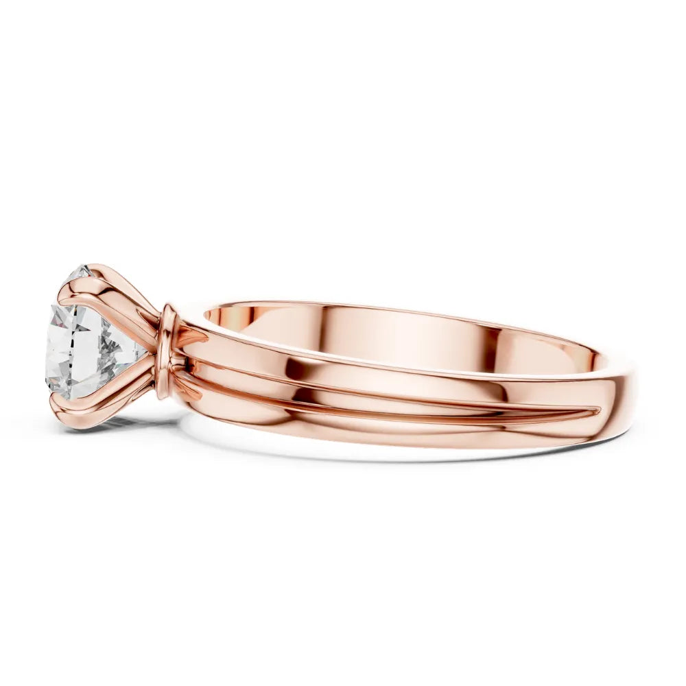 Elegant Grooved Solitaire Ring in 925 Sterling Silver | ORYNIO