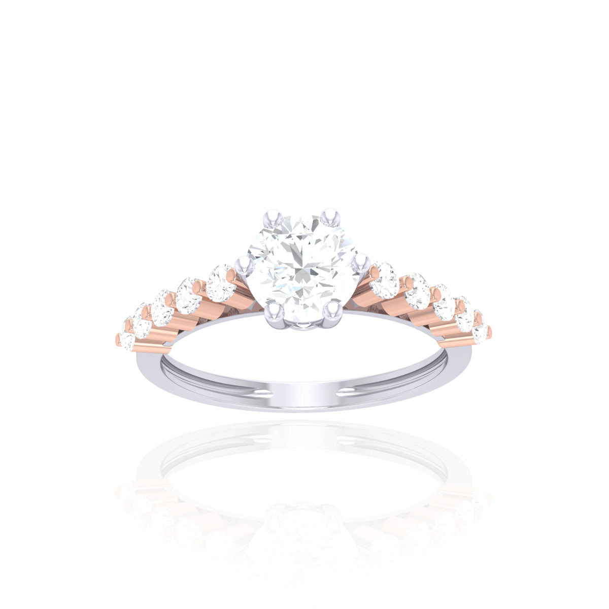 925 Silver Two-Tone Solitaire Ring for Women