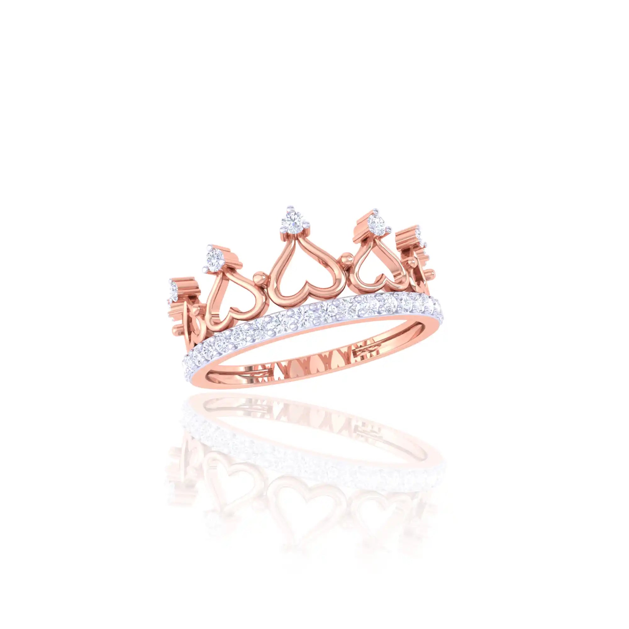 92.5 Sterling Silver Heart Crown Ring