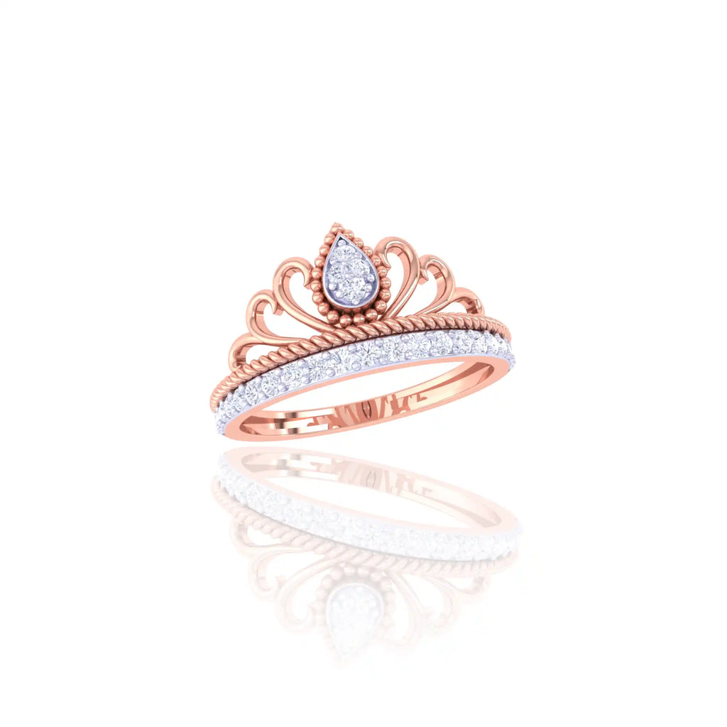 92.5 Sterling Silver Teardrop Crown Ring