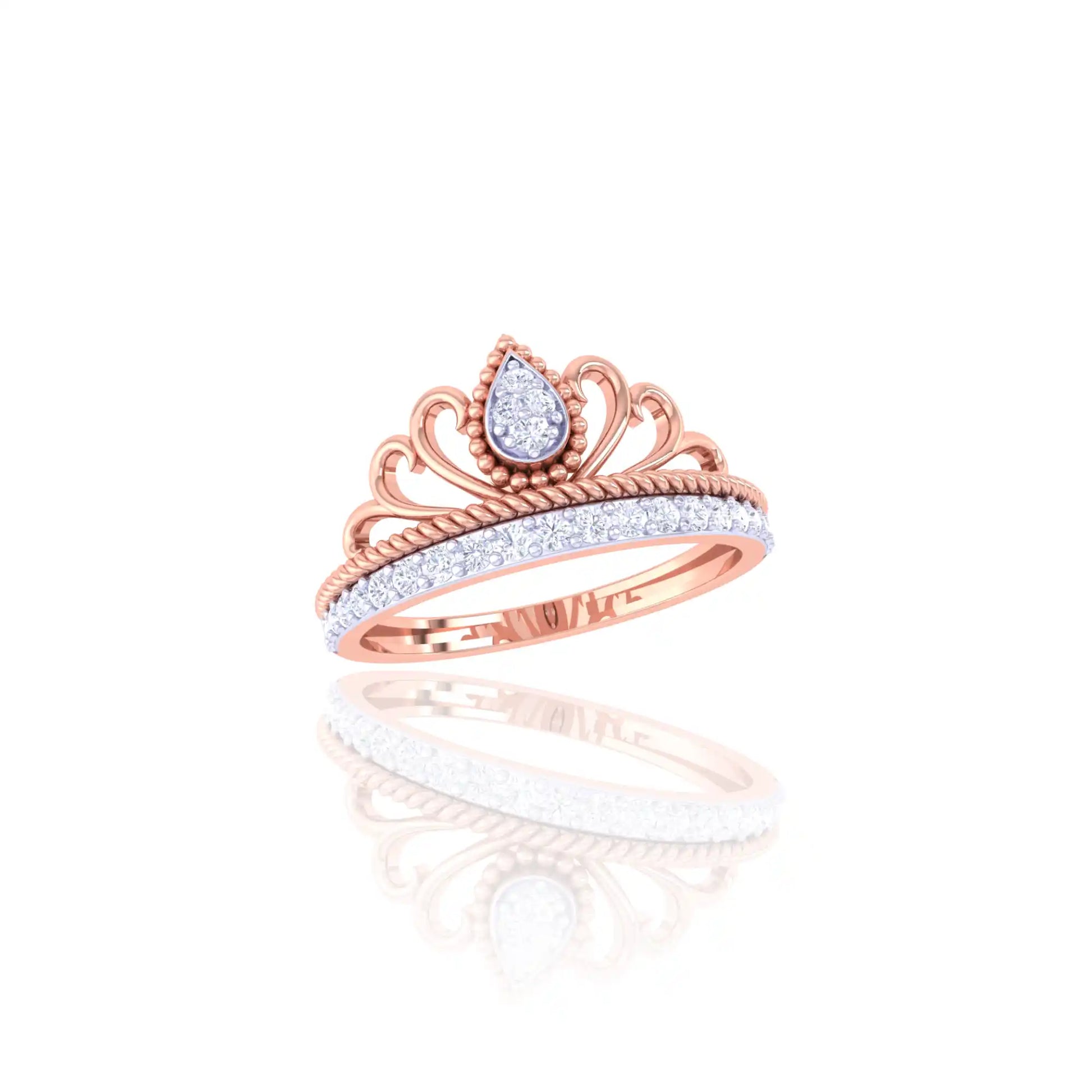 92.5 Sterling Silver Teardrop Crown Ring