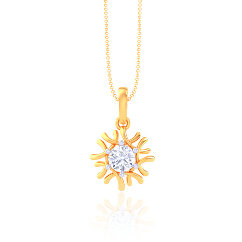 925 Silver Floral Solitaire Pendant & Chain for Women