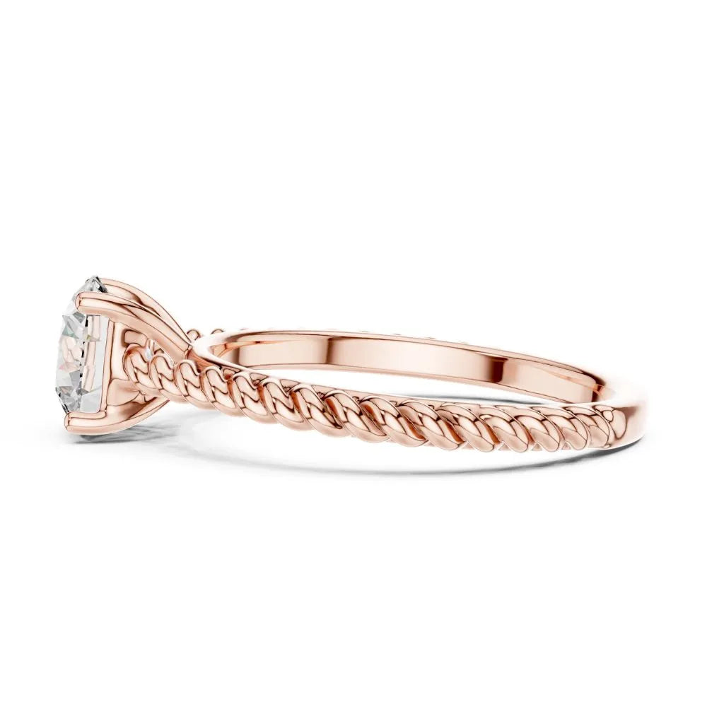 Vintage Rope Solitaire Ring in 925 Sterling Silver | ORYNIO