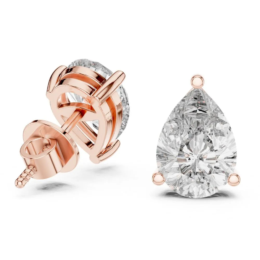ORYNIO Pear Cut Solitaire Stud Earrings in 925 Sterling Silver