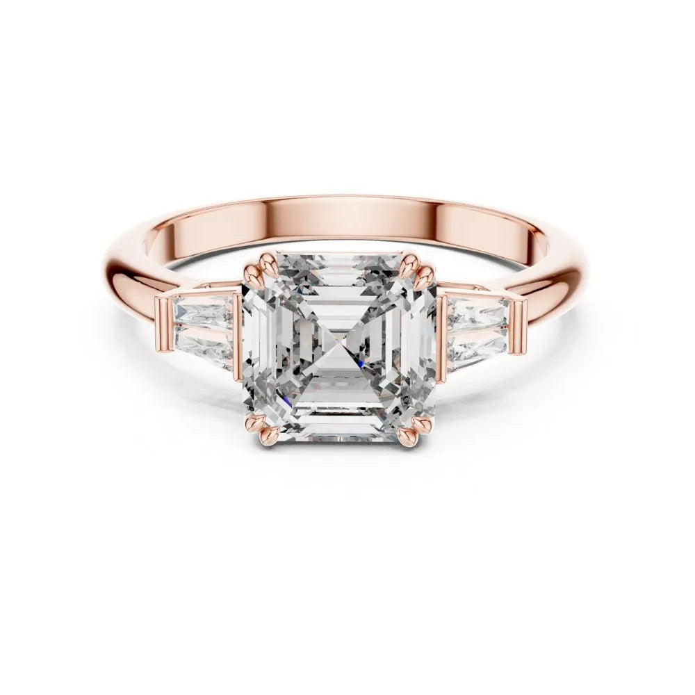Orynio ORYNIO Prestige Asscher Three-Stone Engagement Ring in 925 Sterling Silver 92.5 silver jewellery