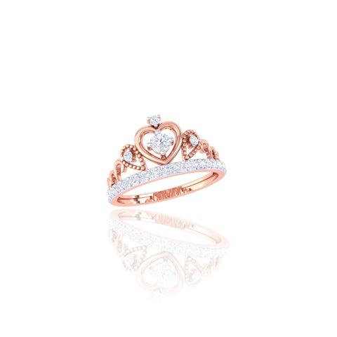 92.5 Sterling Silver Heart Tiara Ring 