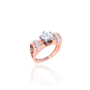 925 Silver Geometric CZ Rose Gold Women's Ring