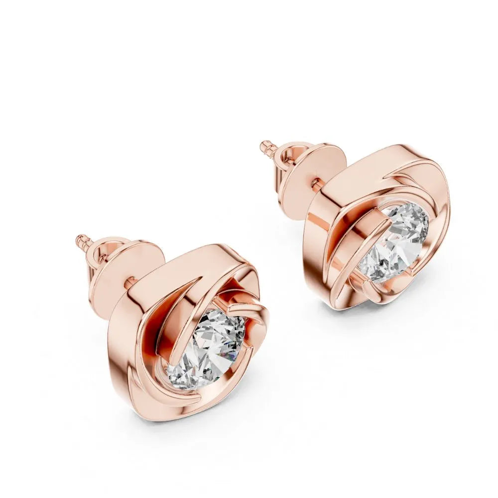 ORYNIO Cushion Swirl Solitaire Stud Earrings in 925 Sterling Silver