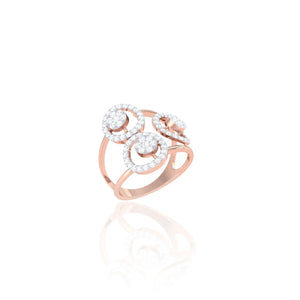 925 Silver Triple Circle CZ Stone Rose Gold Women’s Ring