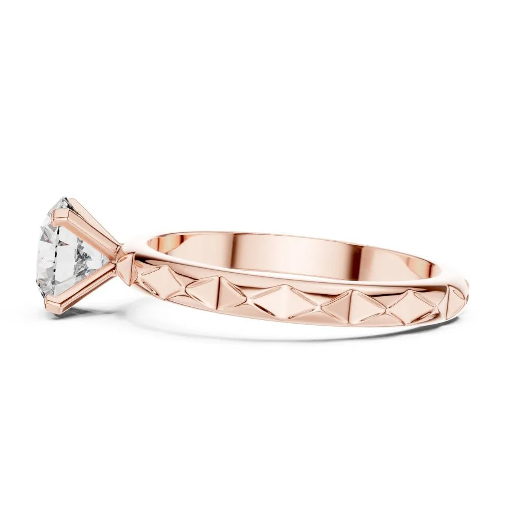 Textured Solitaire Ring in 925 Sterling Silver | ORYNIO