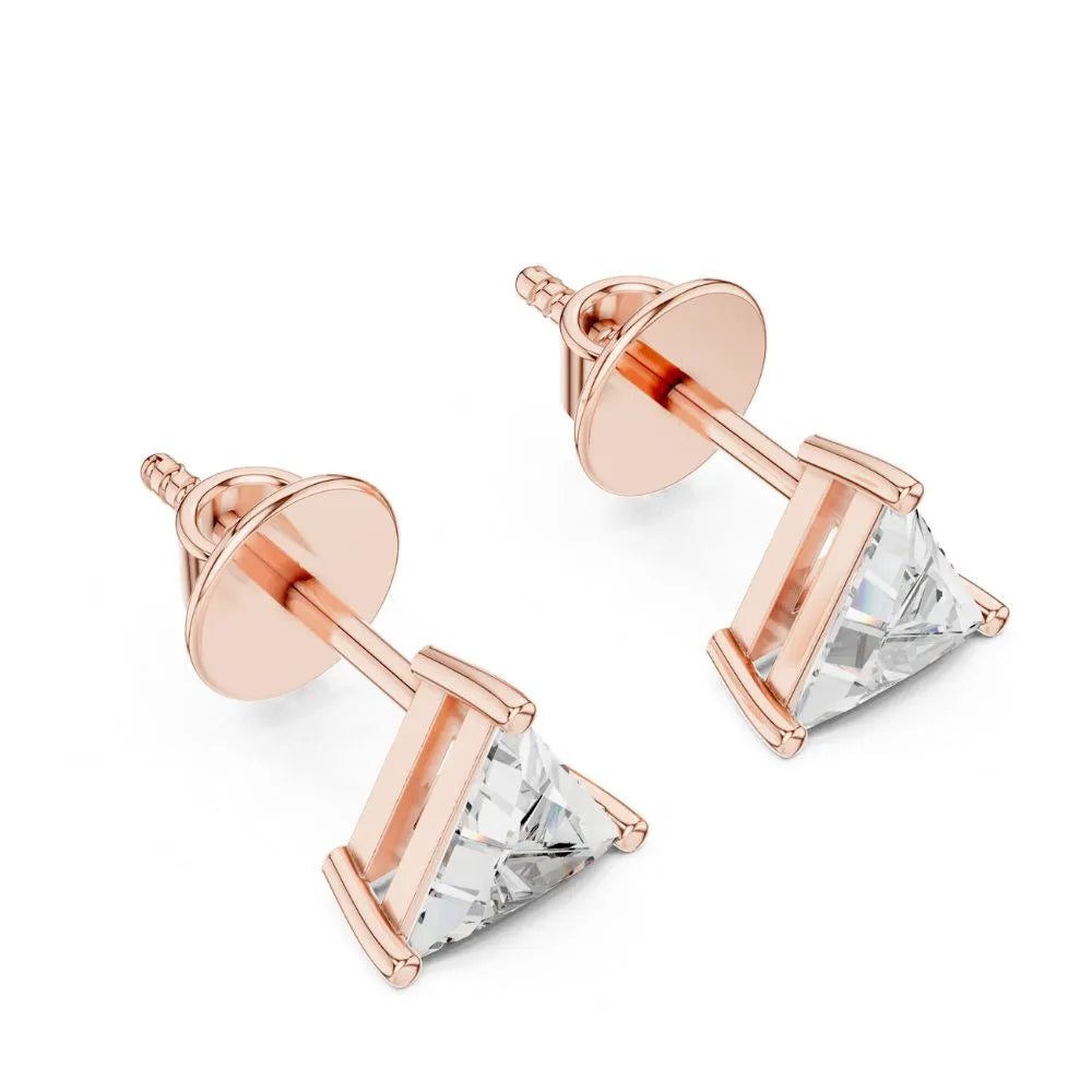 ORYNIO Trillion Cut Solitaire Stud Earrings in 925 Sterling Silver