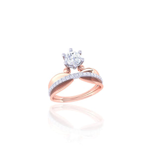 925 Silver Solitaire CZ Rose Gold Women's Engagement Ring