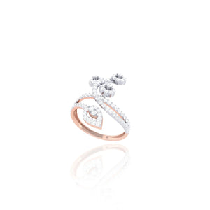 925 Silver OM & Heart Design CZ Rose Gold Women’s Ring