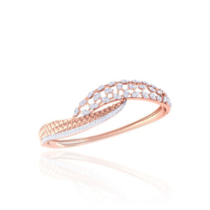 Orynio Rose Gold Diamond Net Design Bangle for Women 92.5 silver jewellery