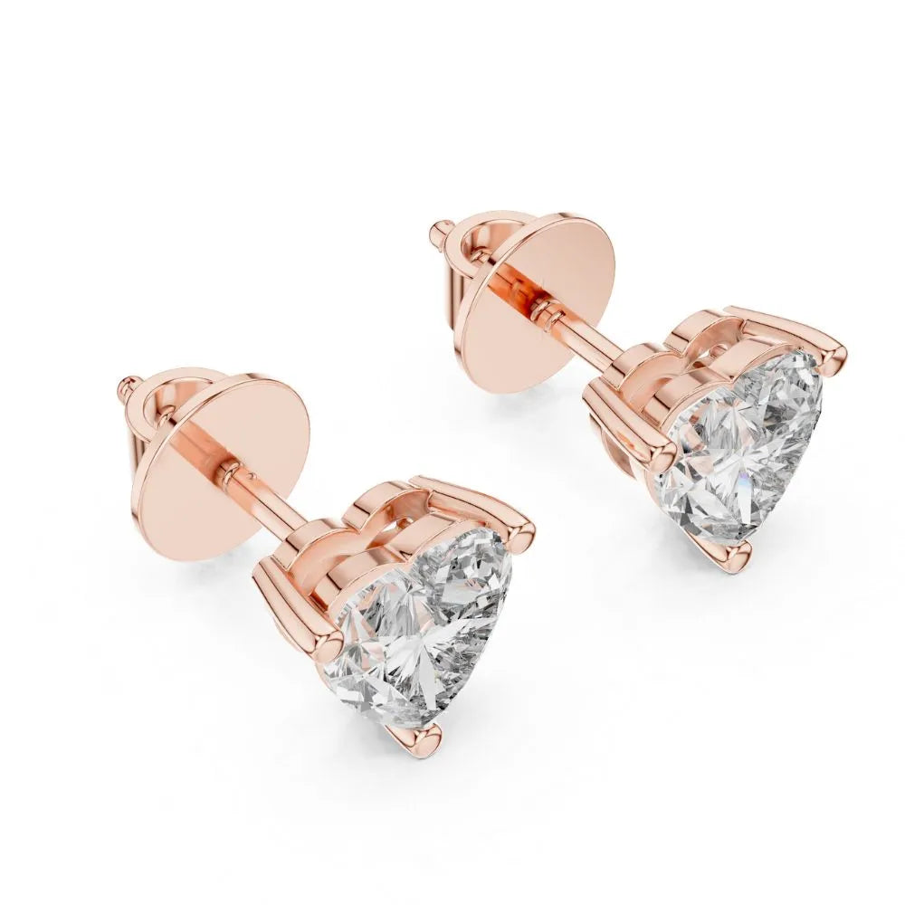 ORYNIO Heart Cut Solitaire Stud Earrings in 925 Sterling Silver