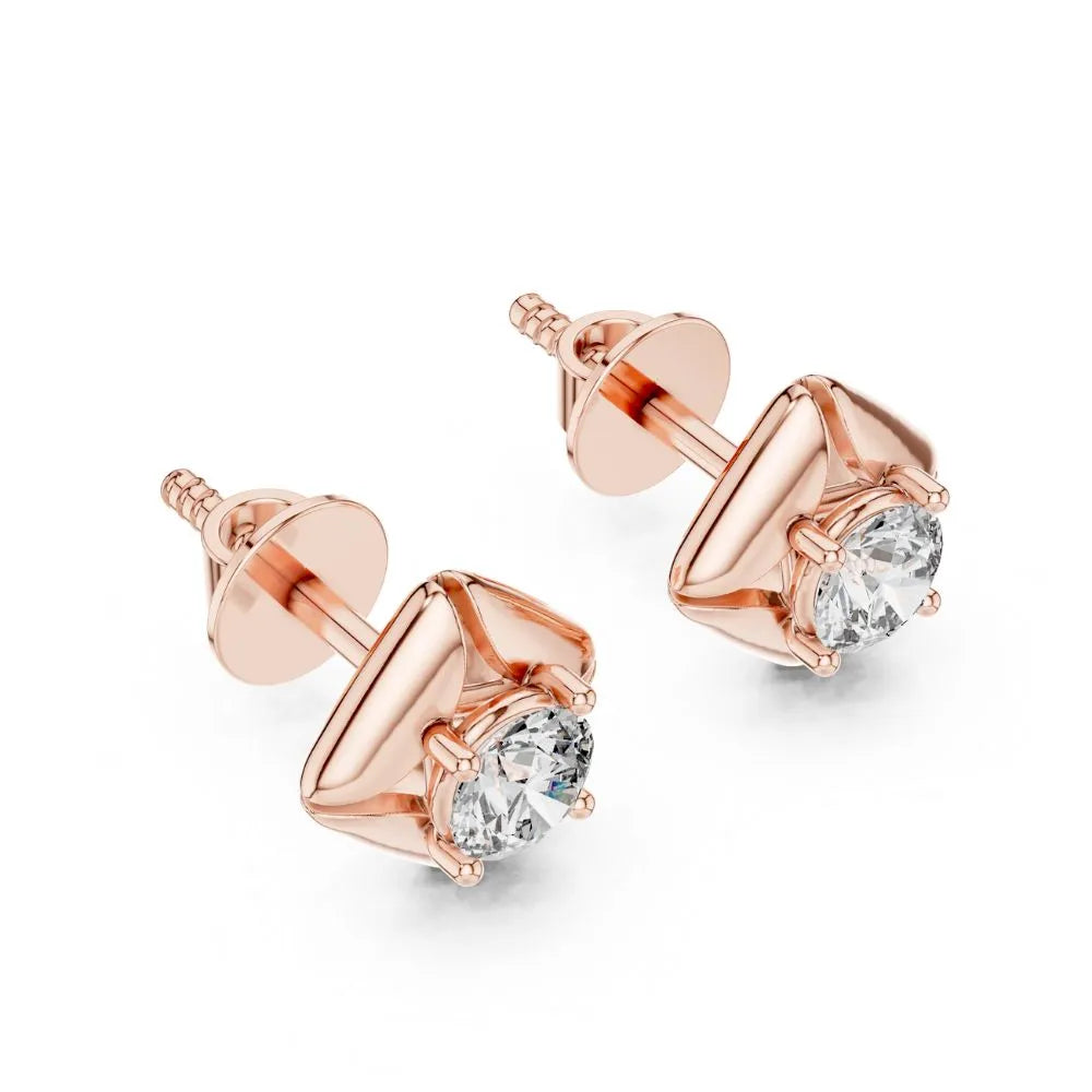 ORYNIO Sculptural Geometric Solitaire Stud Earrings in 925 Sterling Silver