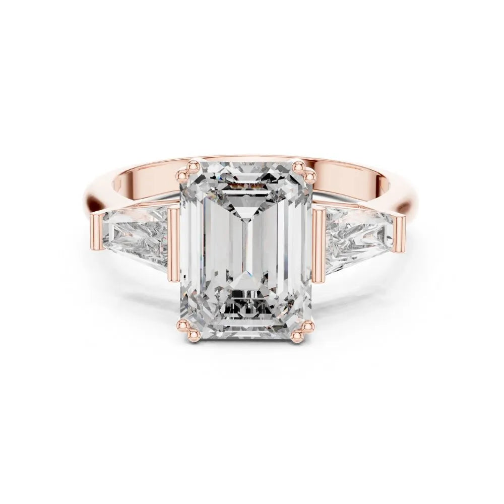 Orynio ORYNIO Regal Emerald Three-Stone Engagement Ring in 925 Sterling Silver 92.5 silver jewellery
