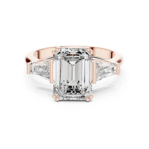 Orynio ORYNIO Regal Emerald Three-Stone Engagement Ring in 925 Sterling Silver 92.5 silver jewellery