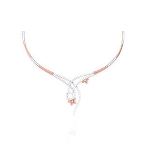 Charming 92.5 Silver Women's Necklace with Rose Gold & Diamond-like Detailing