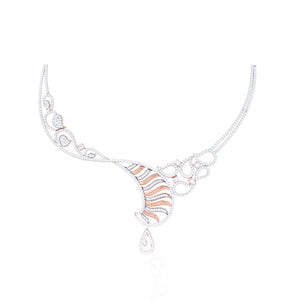 925 Silver Rose Gold Necklace with Diamond Detailing for Women