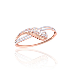 925 Silver Criss-Cross CZ Rose Gold Women’s Cuff Bracelet

