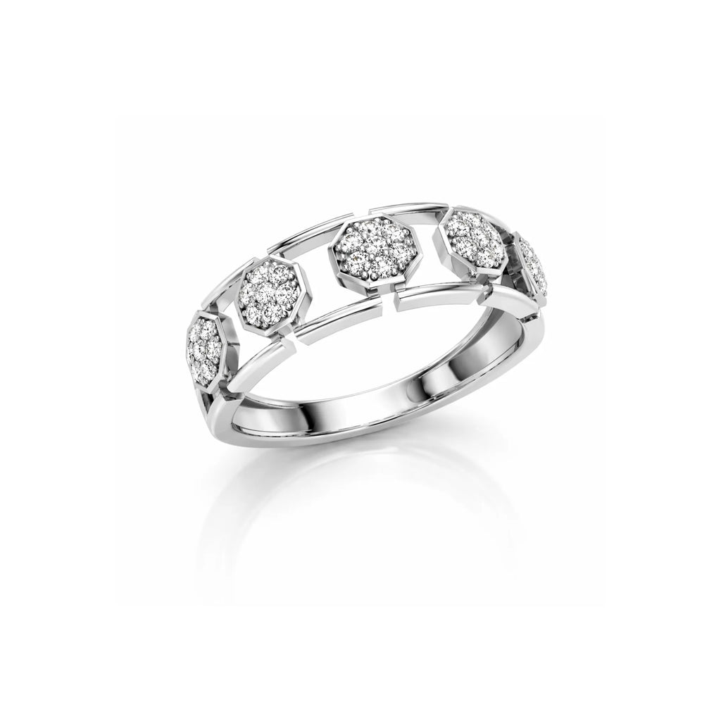 Hexagon Diamond Band Ring