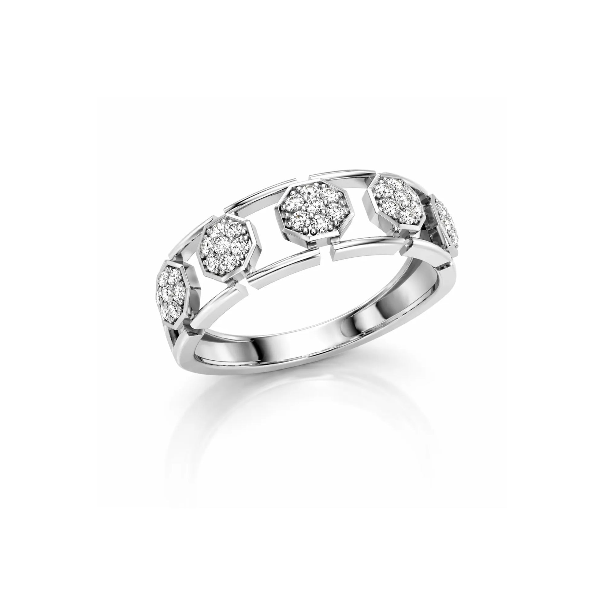 Hexagon Diamond Band Ring