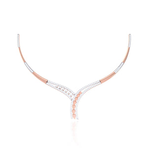 925 Silver Heart Motif Rose Gold & CZ Women's Necklace
