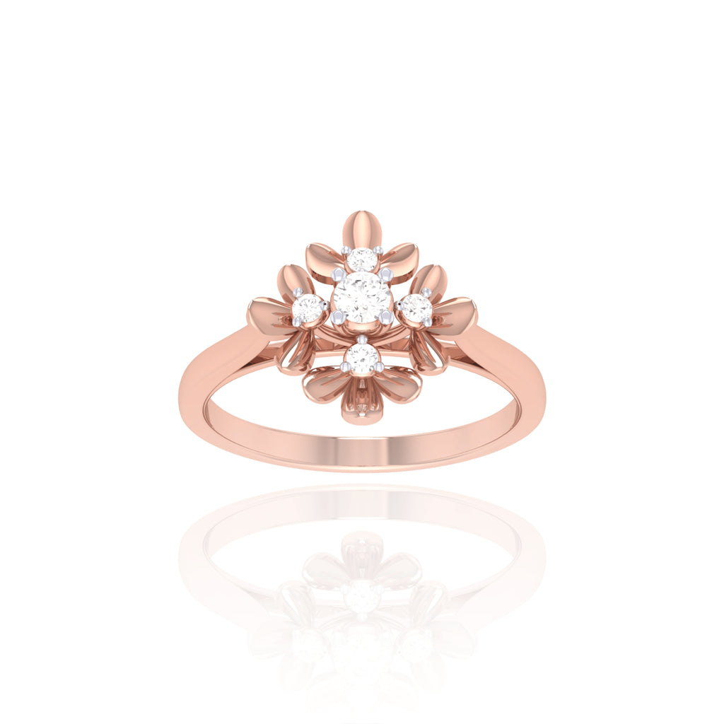 925 Silver Flower Design Solitaire Ring for Women