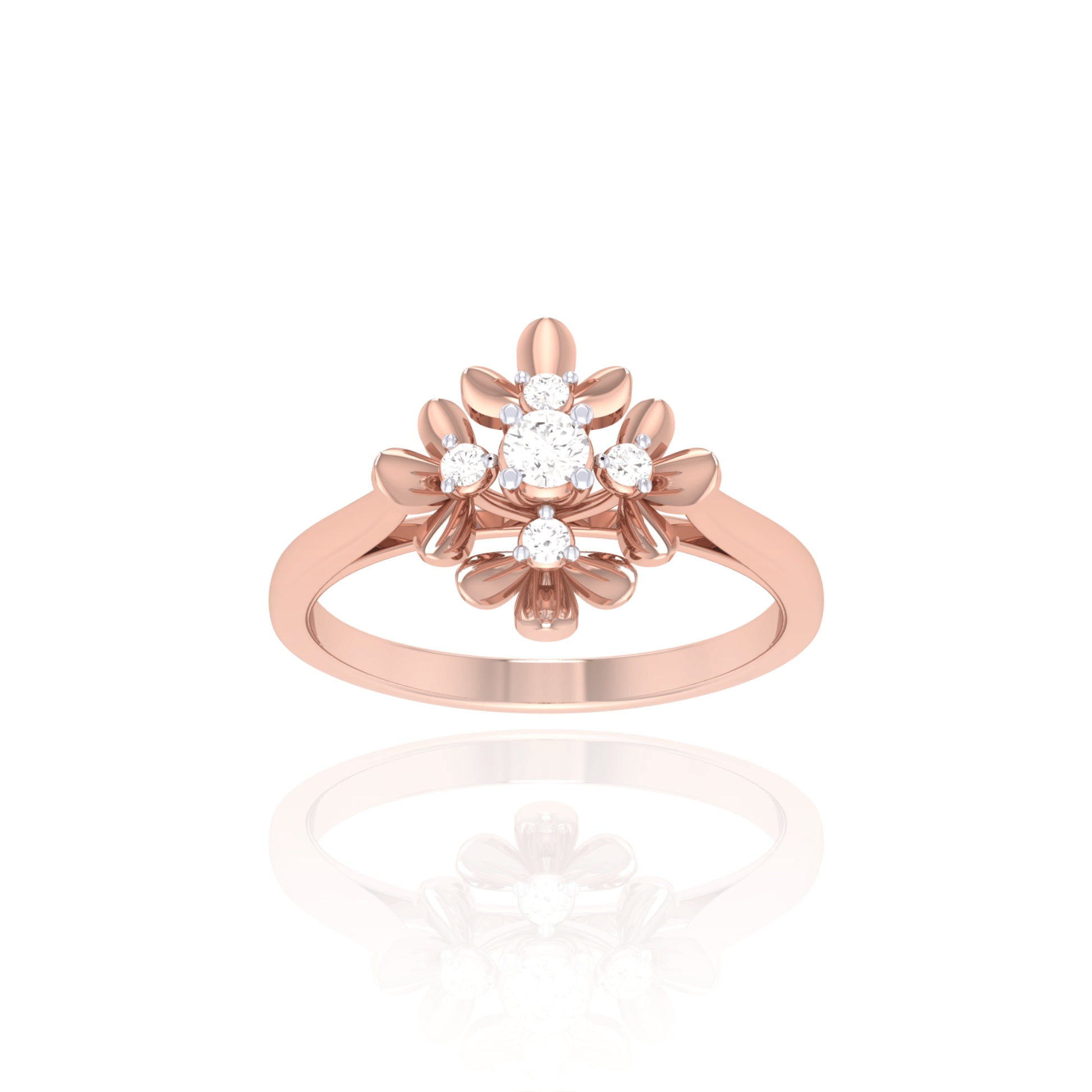 925 Silver Flower Design Solitaire Ring for Women