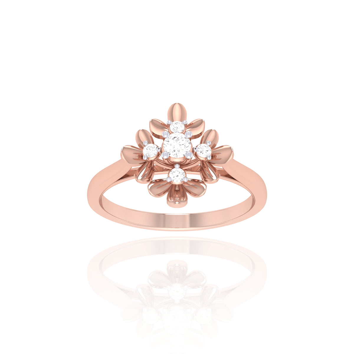 925 Silver Flower Design Solitaire Ring for Women