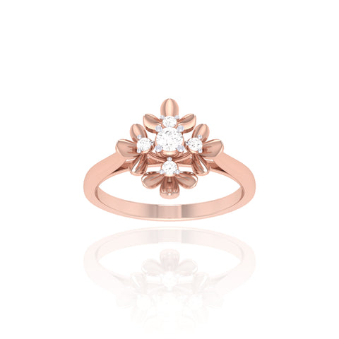 925 Silver Flower Design Solitaire Ring for Women