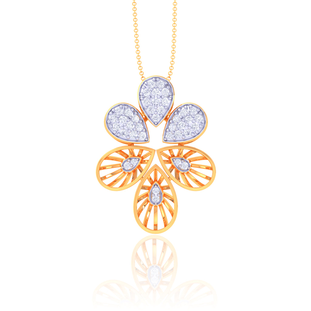 925 Silver Flower Pendant with Chain for Women | Elegant Rose Gold Plated Jewelry