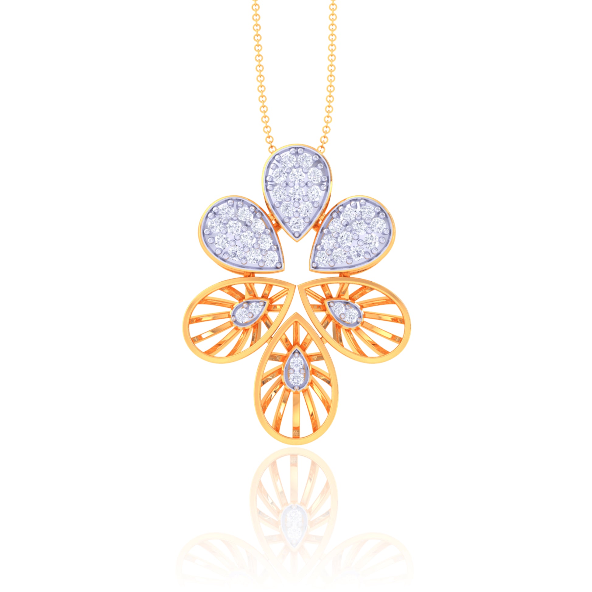 925 Silver Flower Pendant with Chain for Women | Elegant Rose Gold Plated Jewelry