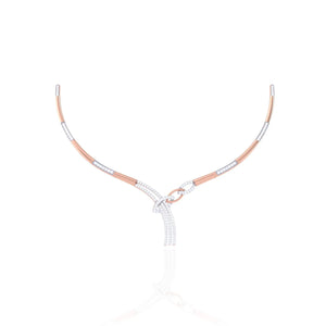 925 Silver Rose Gold Necklace with Diamond Link Design for Women