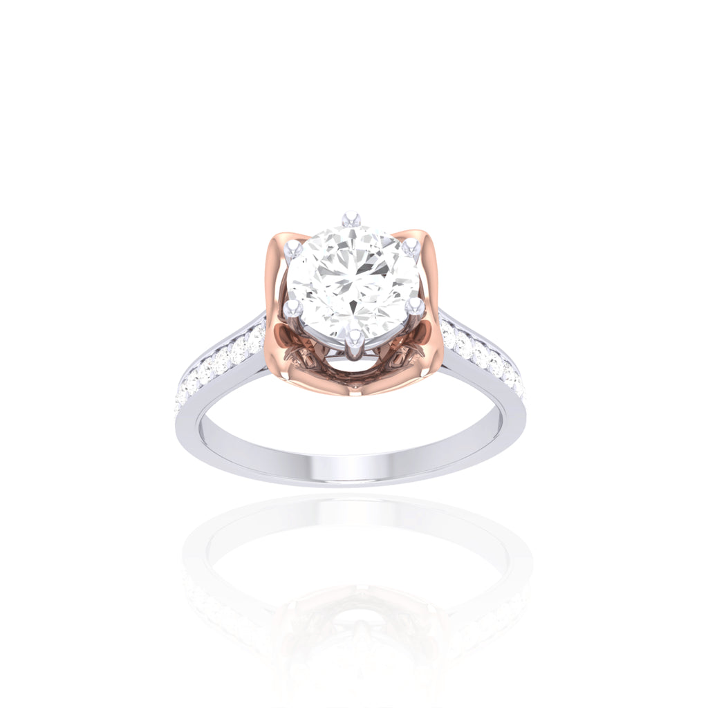 925 Silver Two-Tone Solitaire Ring for Women
