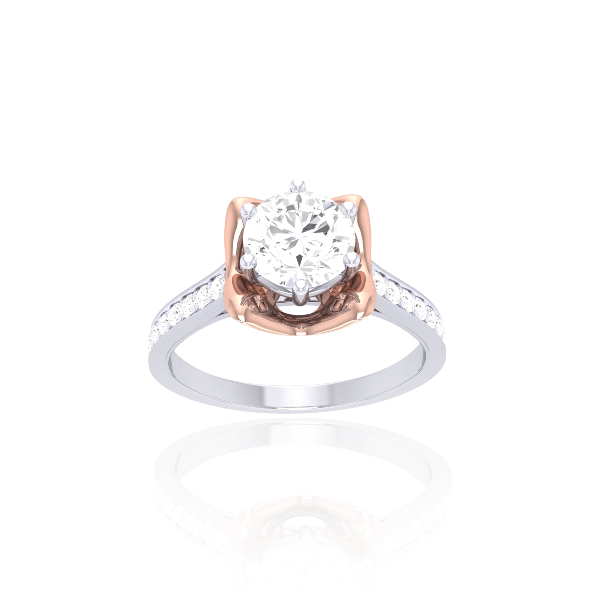 925 Silver Two-Tone Solitaire Ring for Women
