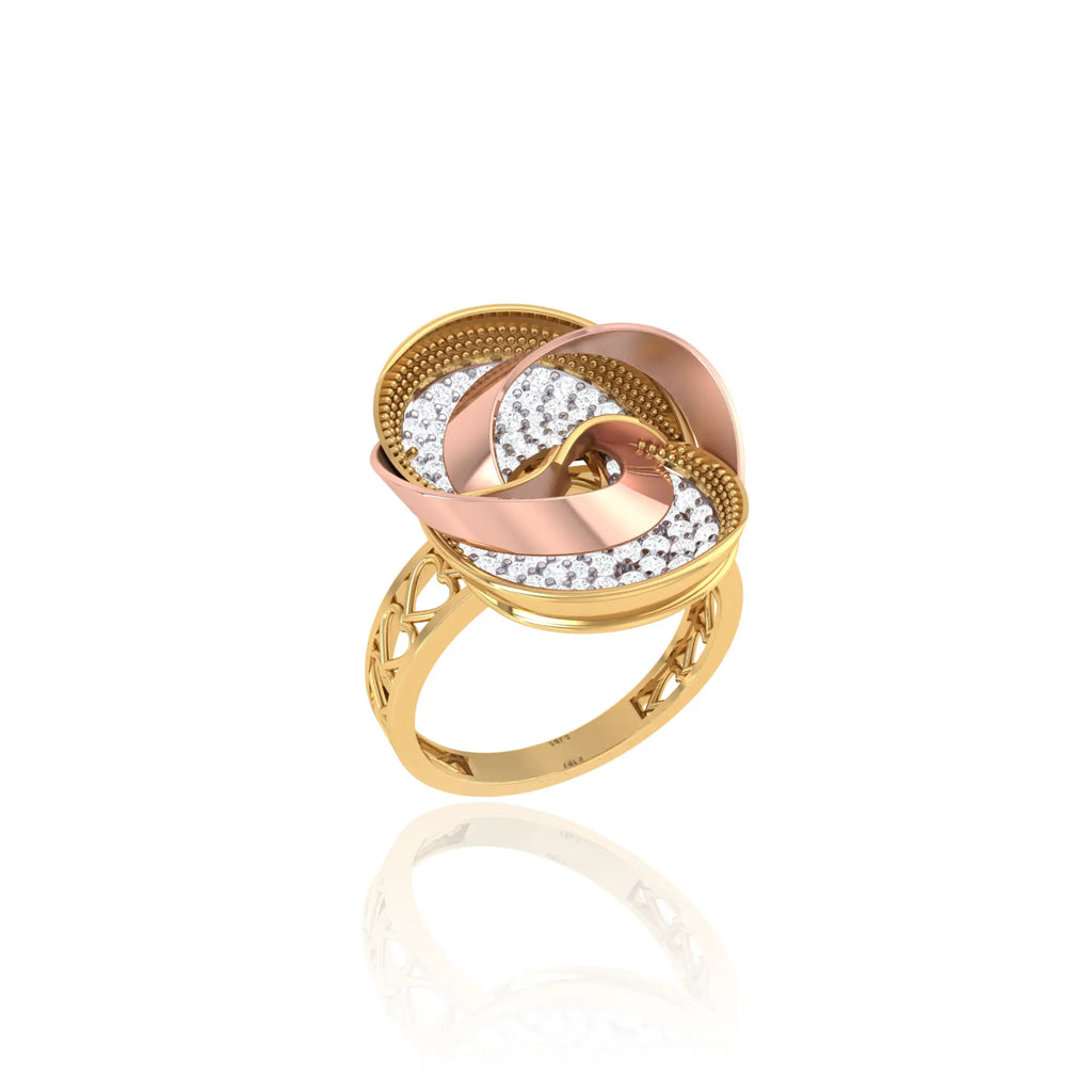 925 Silver Dual Tone Twisted Loop Diamond Ring for Women