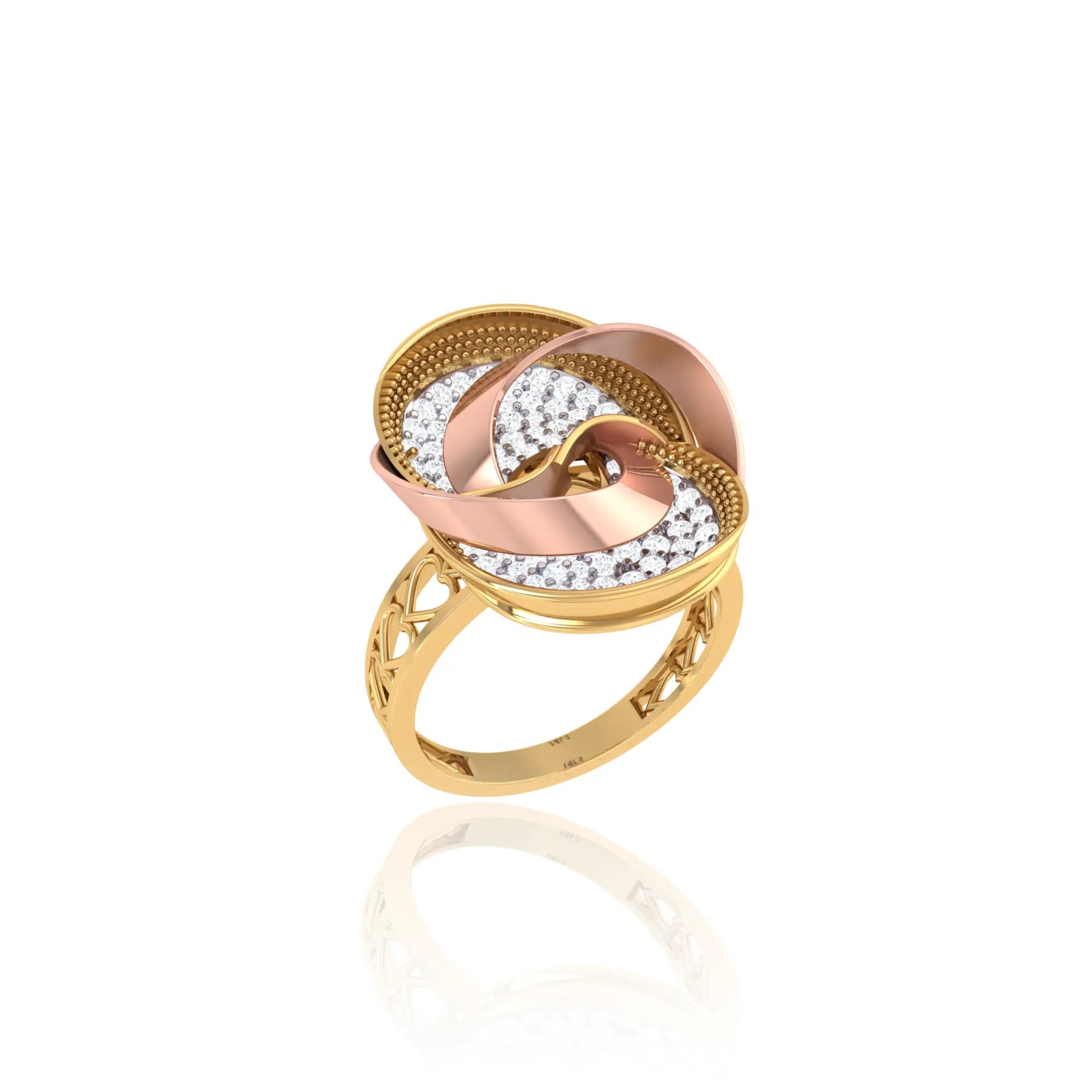 925 Silver Dual Tone Twisted Loop Diamond Ring for Women