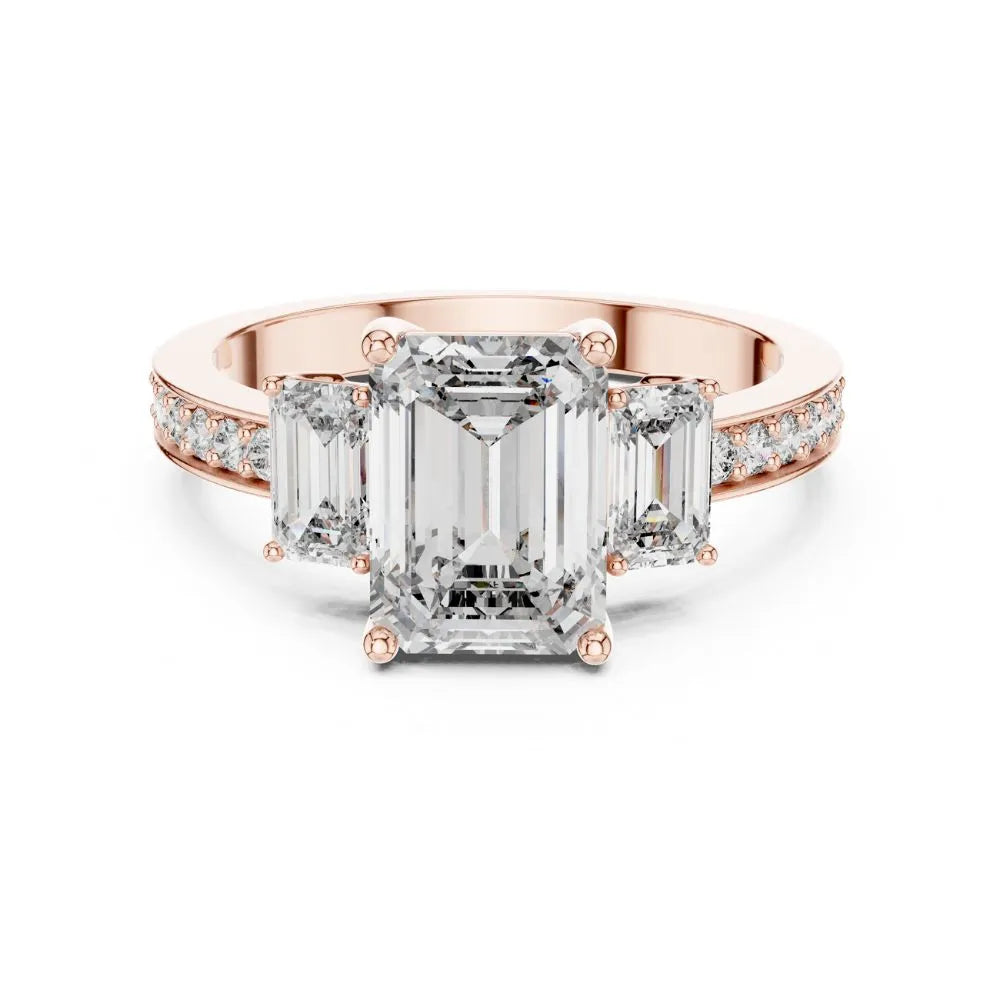 Orynio ORYNIO Imperial Emerald Three Stone Engagement Ring in 925 Sterling Silver 92.5 silver jewellery