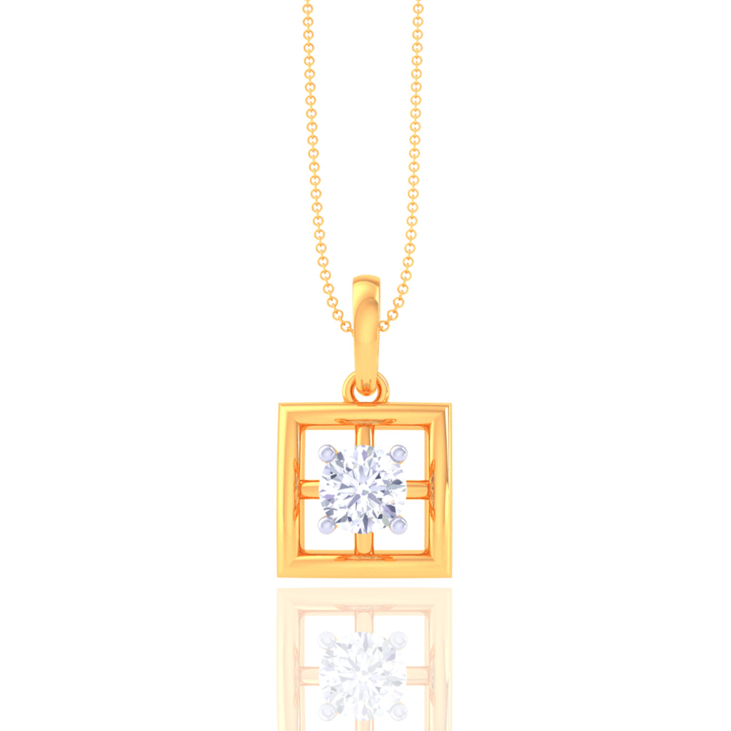 925 Silver Square Design Women's Chain & Pendant