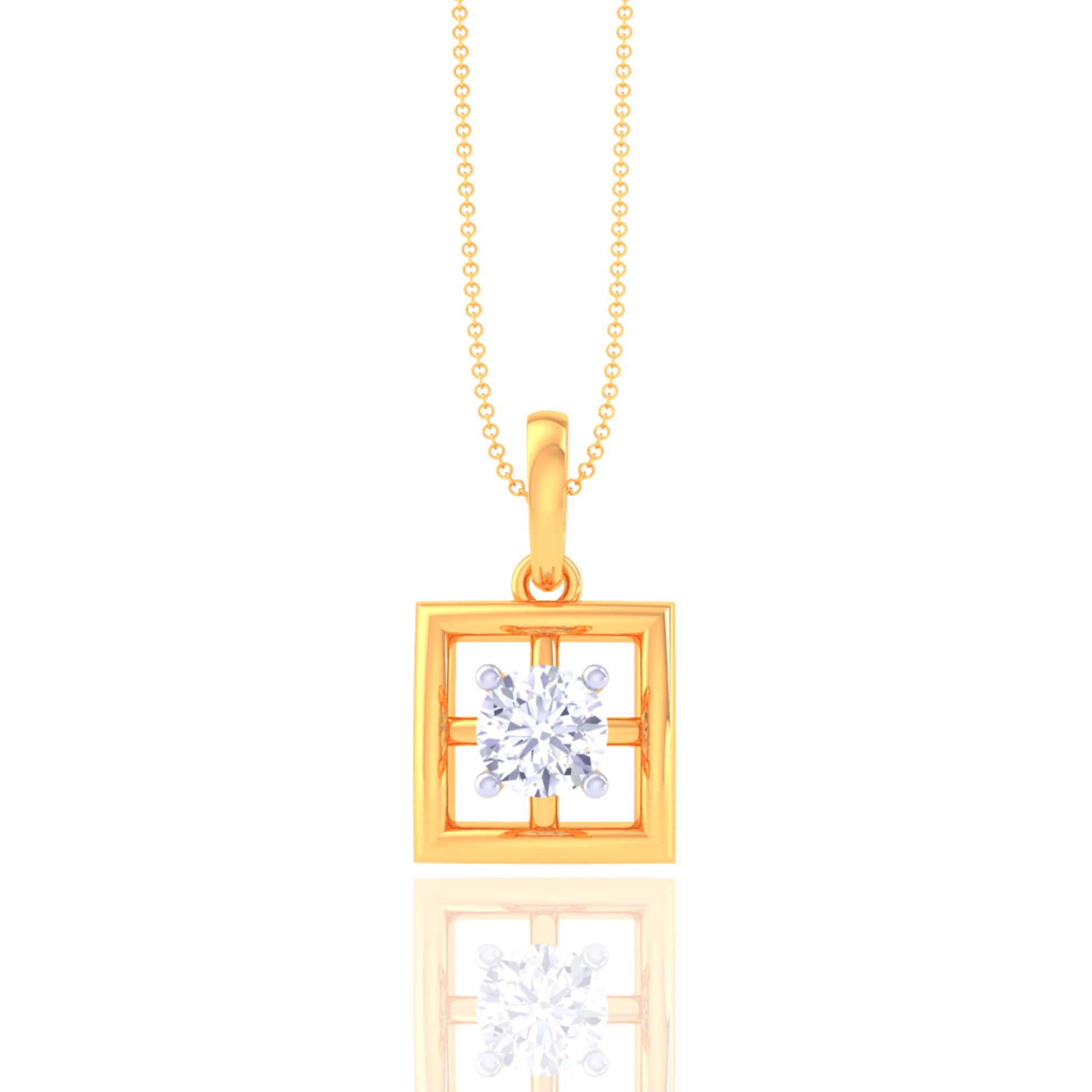 925 Silver Square Design Women's Chain & Pendant