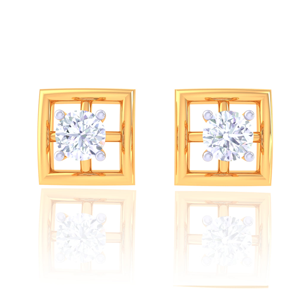 925 Silver Square Design Earrings for Women | Elegant Studs