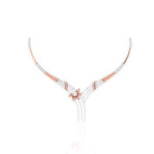 925 Silver Rose Gold Necklace with Floral Diamond Design for Women