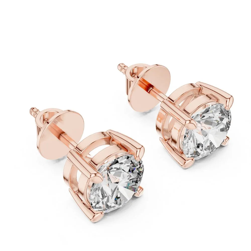 ORYNIO Classic Round Four-Prong Solitaire Stud Earrings in 925 Sterling Silver