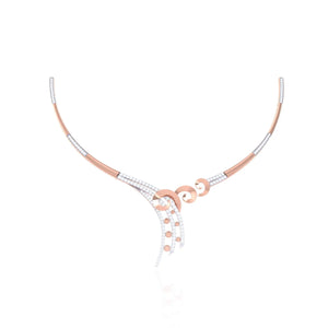 925 Silver Rose Gold Necklace for Women with Diamond Accents