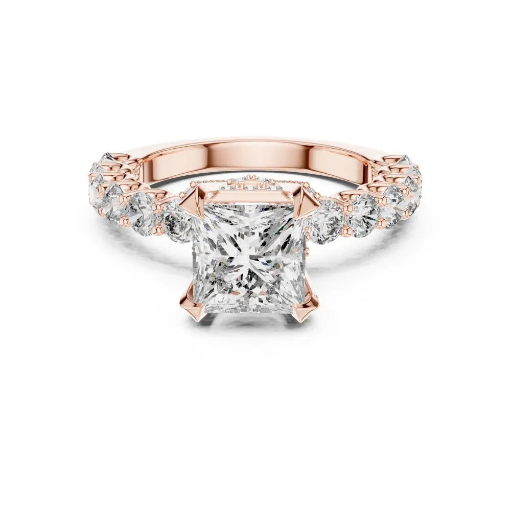 Orynio ORYNIO Celestia Princess Halo Engagement Ring in 925 Sterling Silver 92.5 silver jewellery