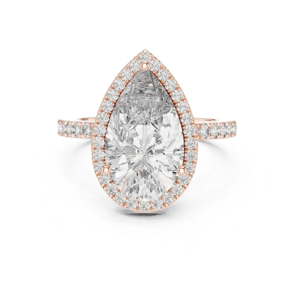 Orynio ORYNIO Eterna Pear Halo Engagement Ring in 925 Sterling Silver 92.5 silver jewellery