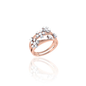 925 Silver Multi-Flower Design Rose Gold Women’s Ring